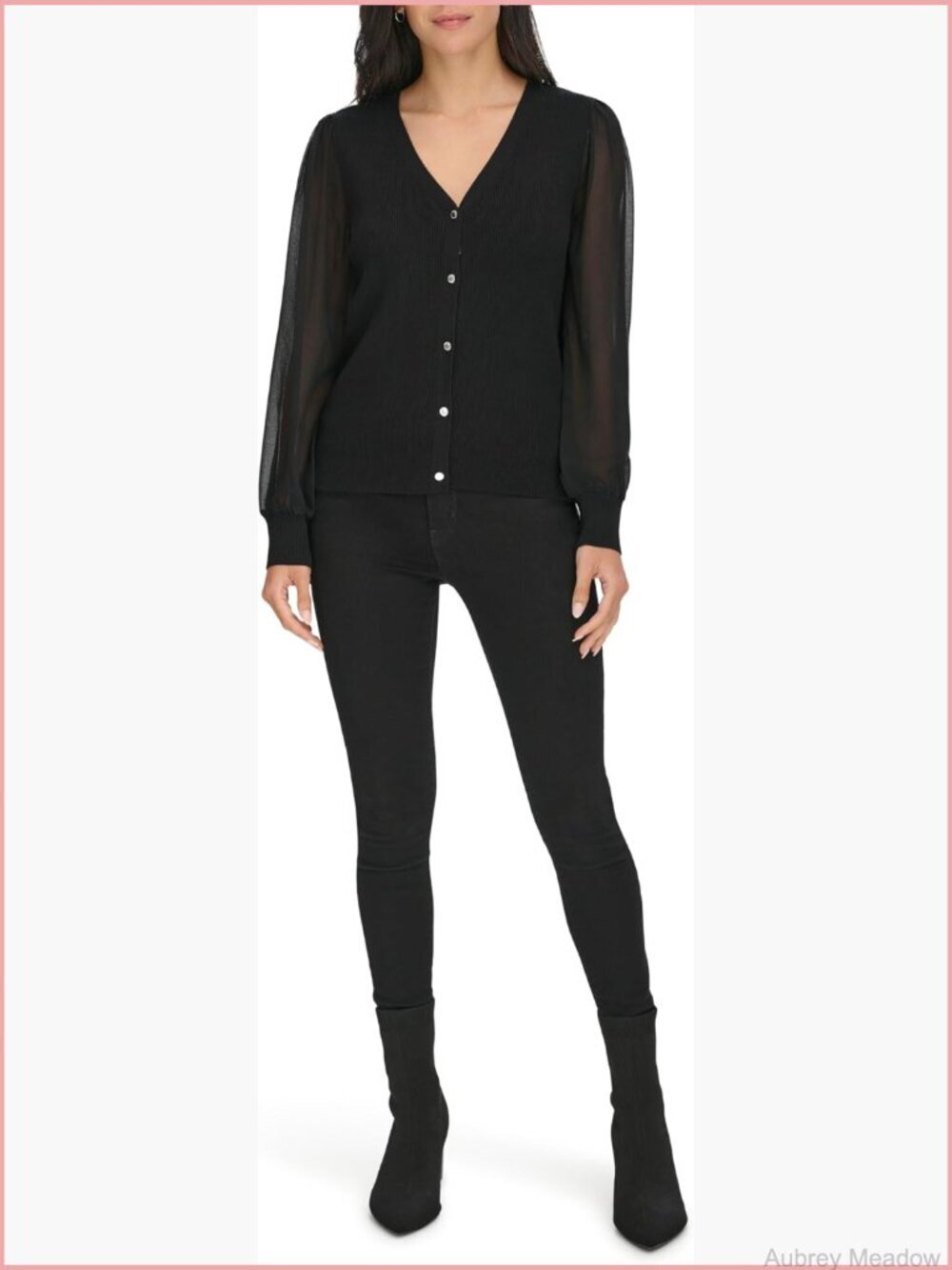 V Neck Button Front Cardigan Sweater, Classic Knit Layering Piece